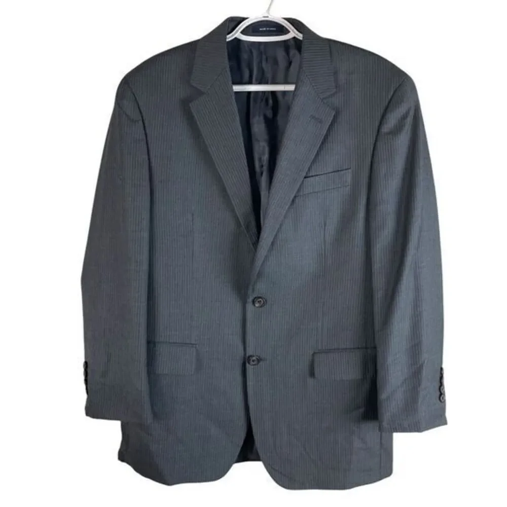 Ralph Lauren Mens Wool Pinstripe‎ Blazer Sport Coat 40R Charcoal Gray 2 Button
